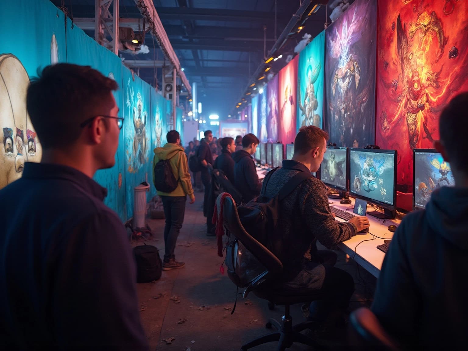 Indie Game Promotion at a Bustling Gaming Event