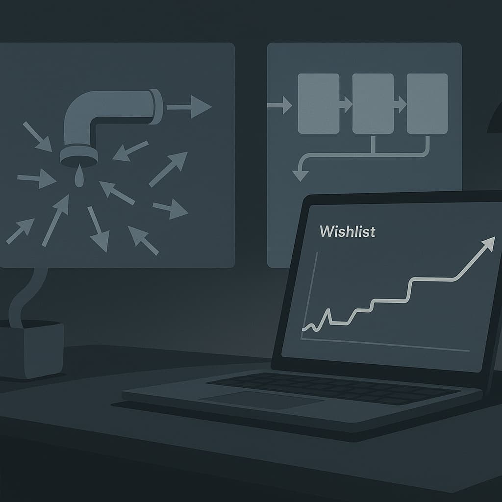 Crecimiento de wishlists en Steam para juegos indie antes del lanzamiento