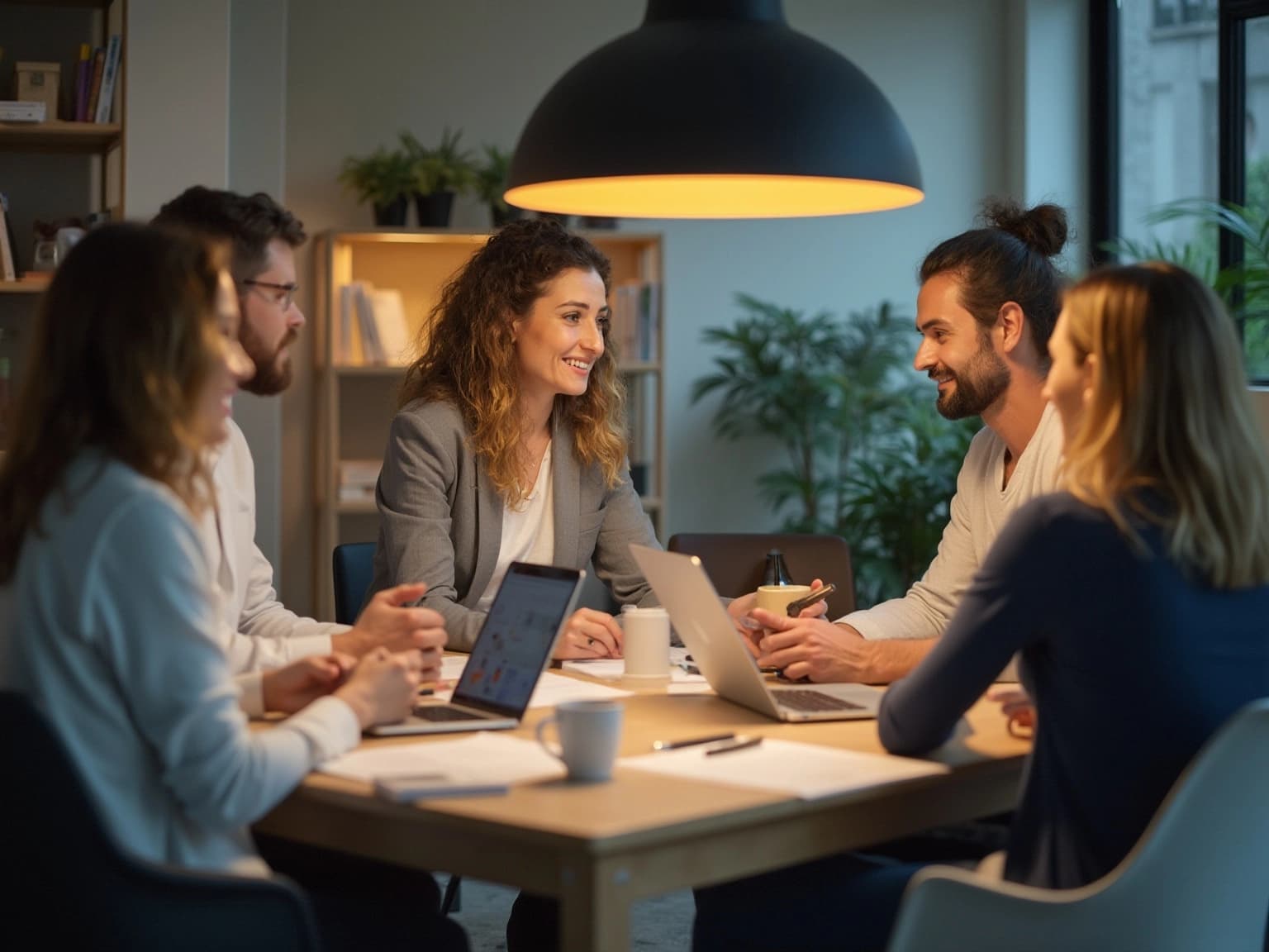 Collaborative Meeting in a Modern Office