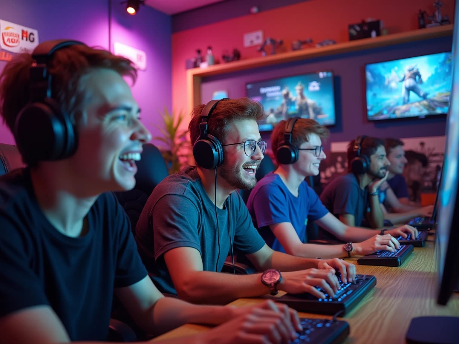 Engaged Gamers in a Vibrant Fortnite Setting